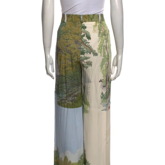 Stella McCartney Landscape Print Wide Leg Pants EUC Silky High Rise River Forest - Picture 3 of 6